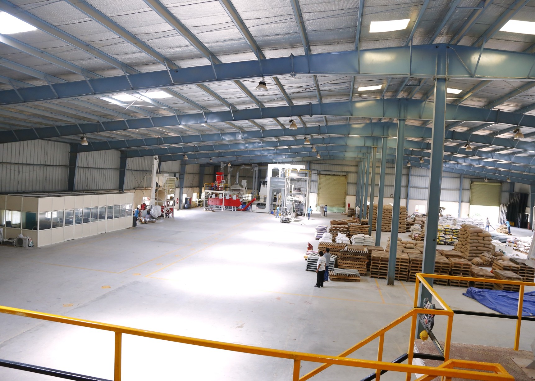 Full processing line with elevated bagging platform
